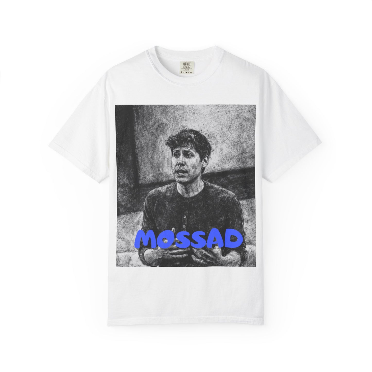 Sam Altman T-Shirt — 'Mossad' Graphic Tee with Vintage Portrait