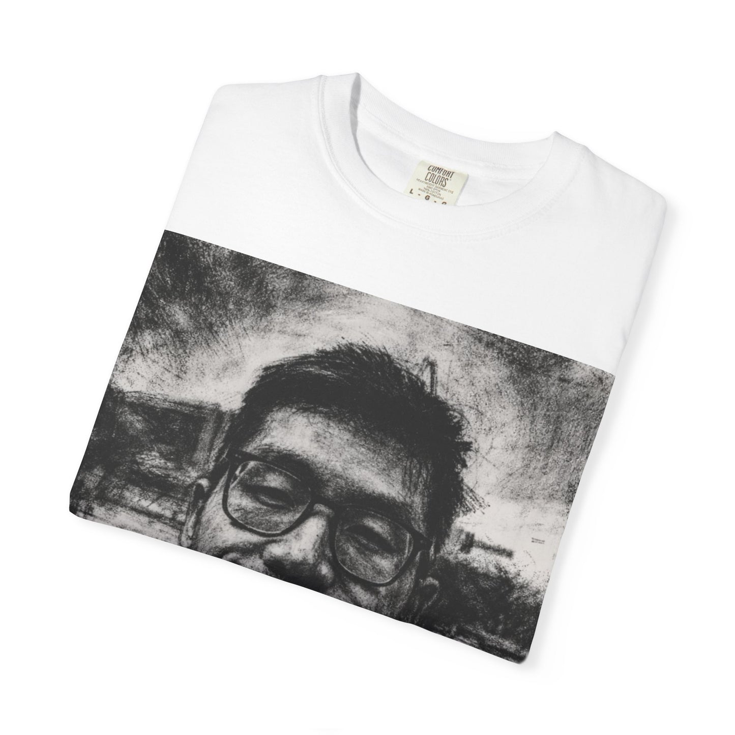 James LI Based Photo T-Shirt – Grayscale Portrait Tee with Neon "BASED" Text