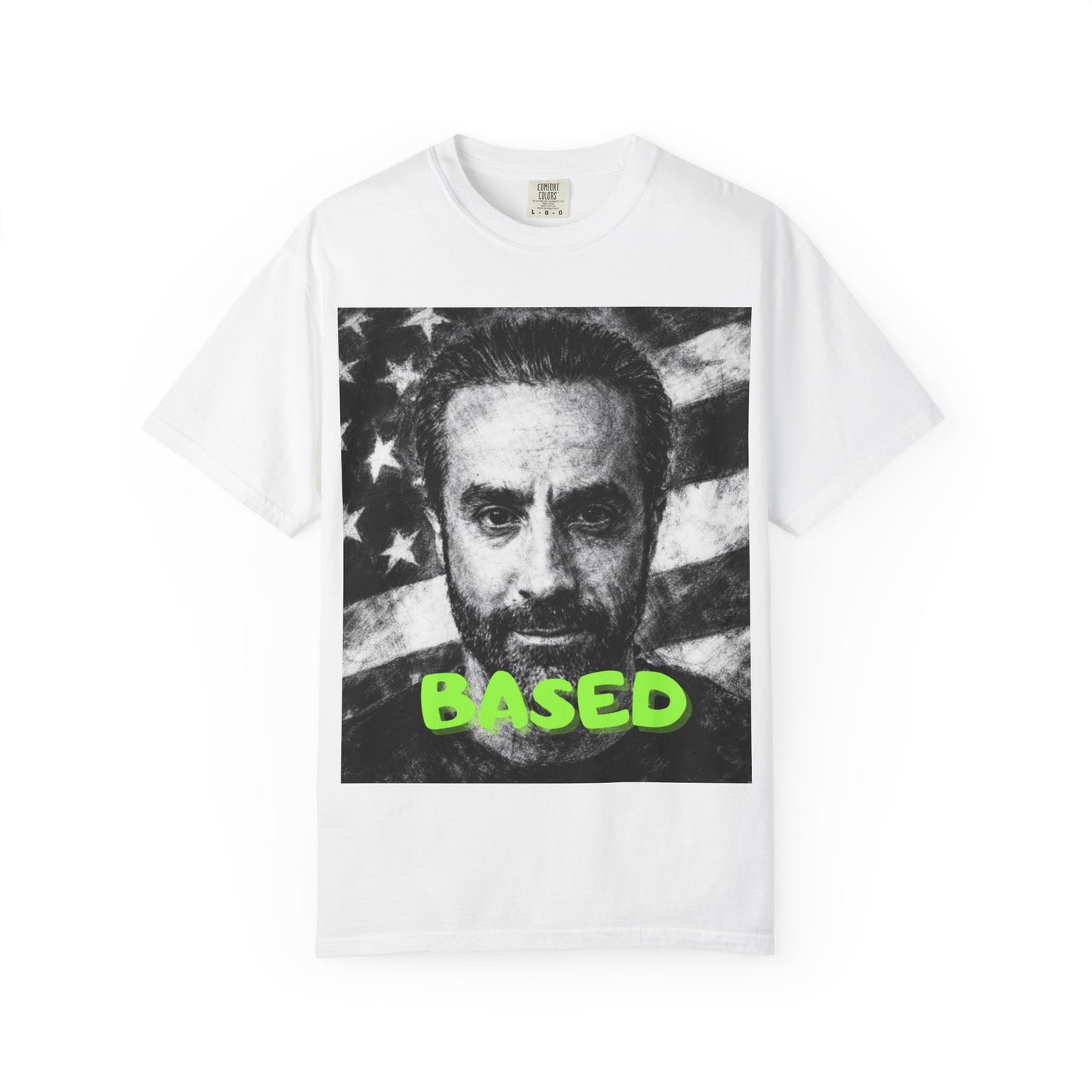 Vinny Based Graphic T-Shirt — Retro Portrait Tee with 'BASED' Text