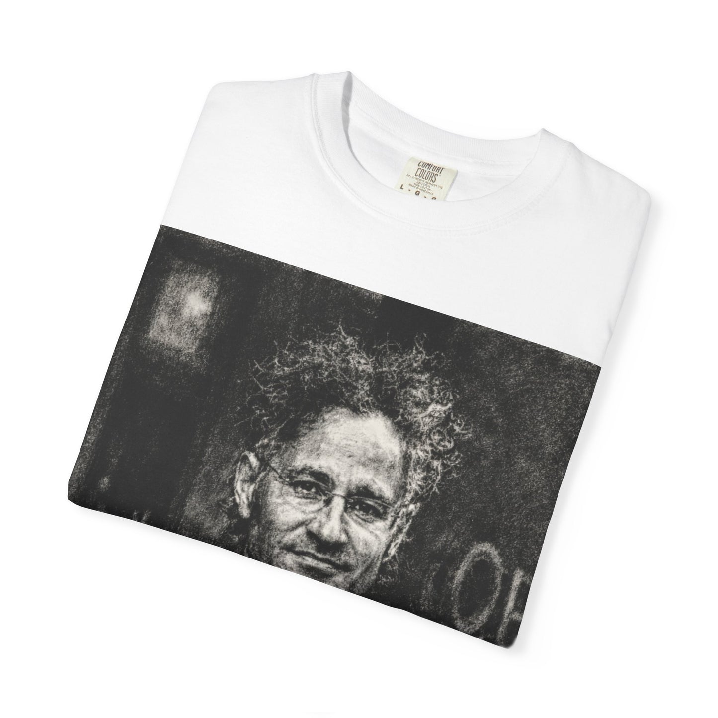Alex Karp Graphic T-Shirt — Vintage Portrait with "MOSSAD" Blue Text