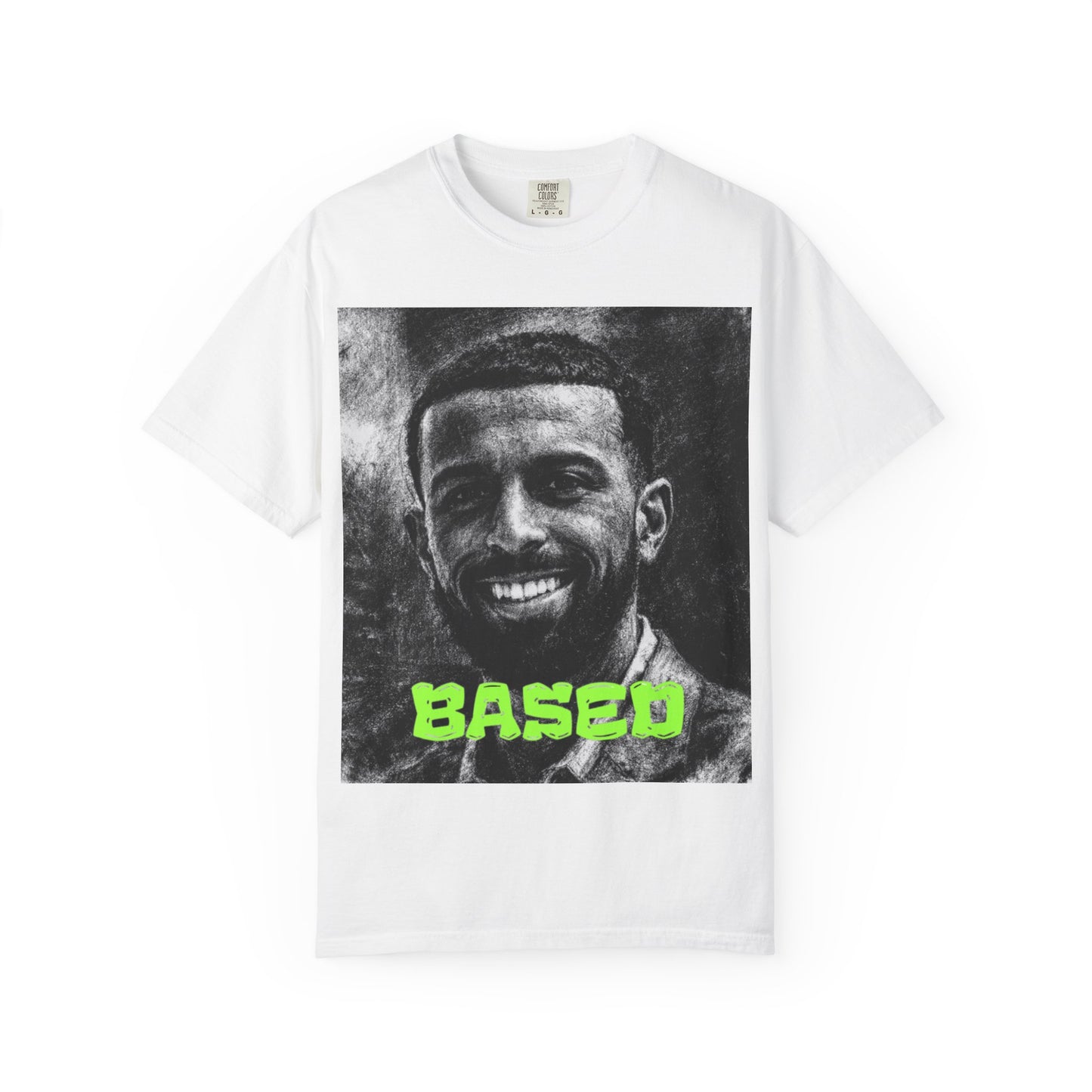 Myron Gaines "BASED" Graphic Tee with Portrait Print