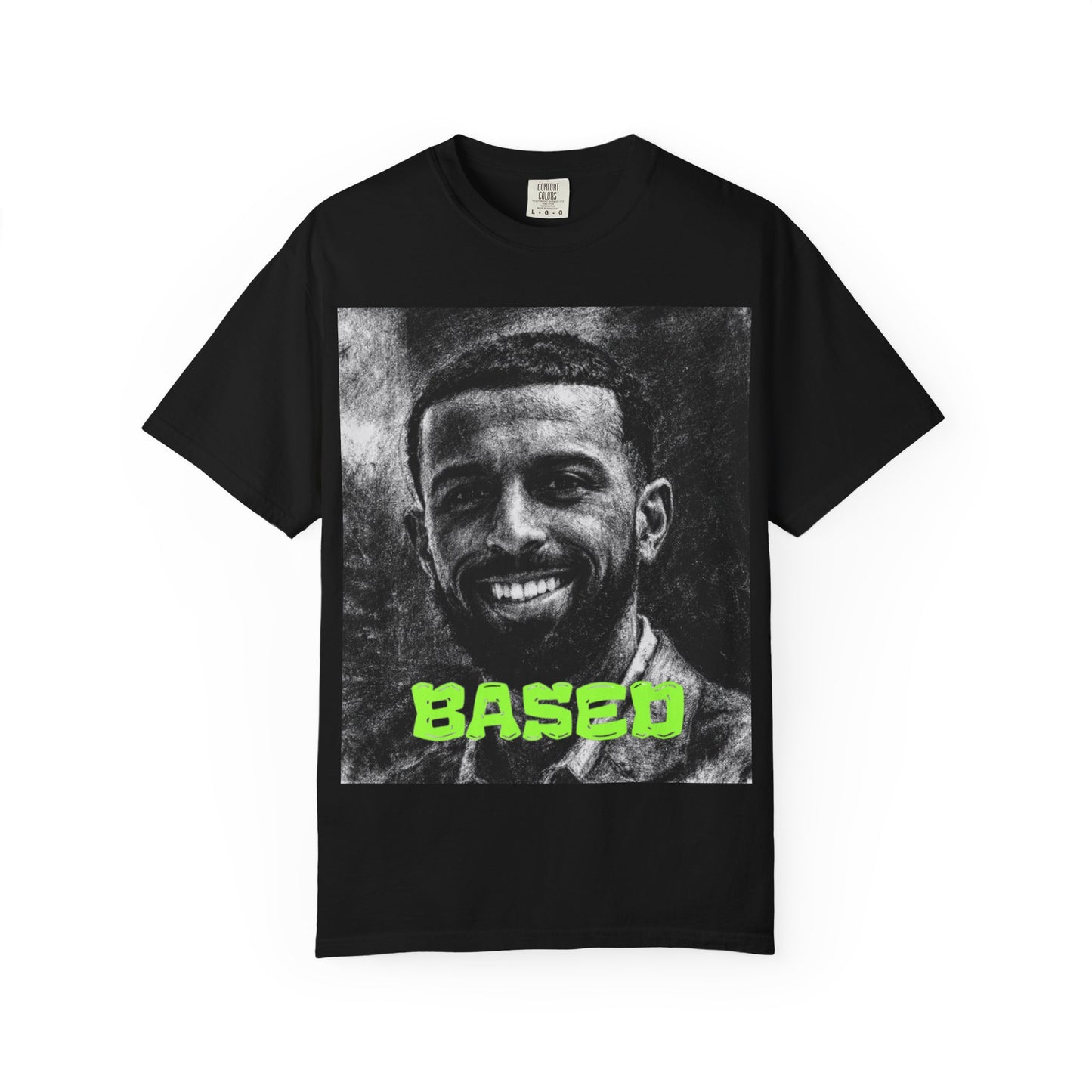 Myron Gaines "BASED" Graphic Tee with Portrait Print