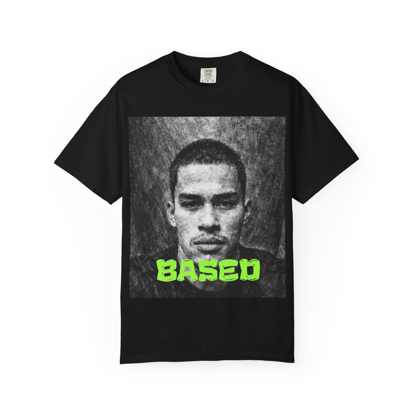 Sneako Based Portrait T-Shirt — Graphic Tee with 'BASED' Neon Text
