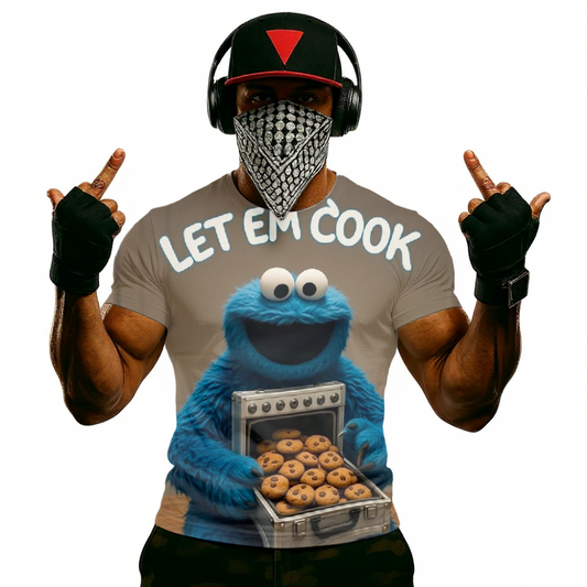 Cookie Monster 'Let Em Cook' All-Over Print Tee