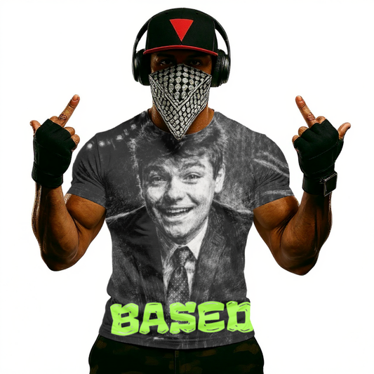 Nick Fuentes Based Retro Portrait T-Shirt — 'BASED' Neon Graphic Tee