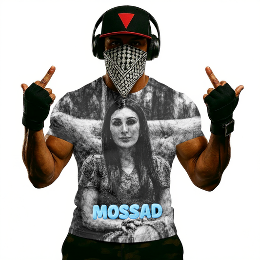 Laura Loomer Mossad Vintage Photo Graphic T‑Shirt — Retro Black & White Portrait Tee
