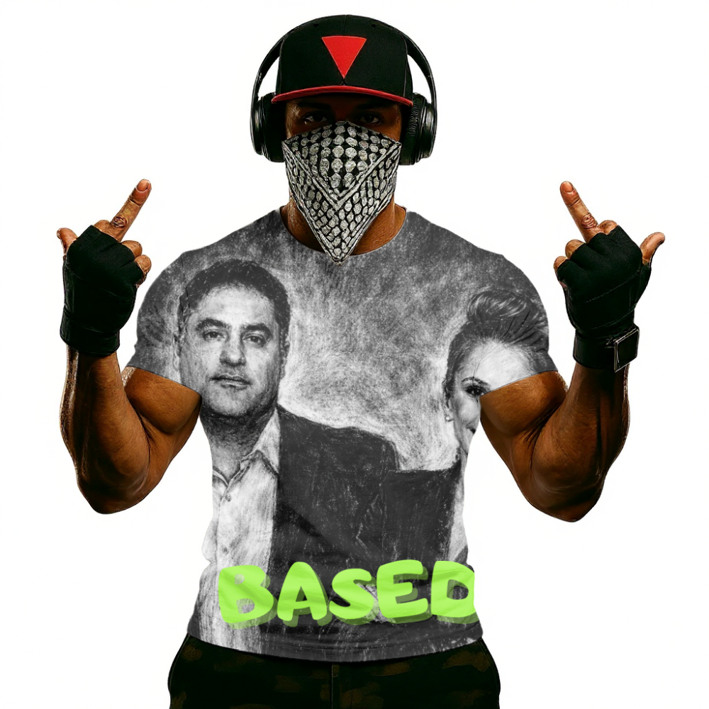 Young Turks Retro Black & White Portrait with Neon “BASED” Text