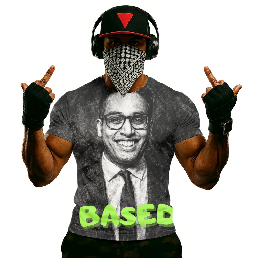 Safer Based Portrait T-Shirt — Graphic Tee with Neon “BASED” Text
