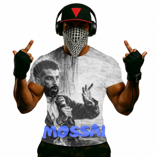 Mossab Hassan Youseff T-Shirt — 'MOSSAD' Graphic Tee (Bold Blue Text)