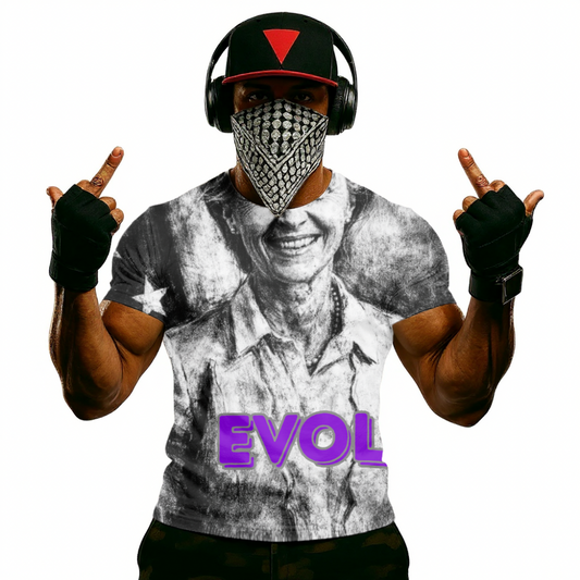 Vintage Portrait Tee with 'EVOL' Graphic