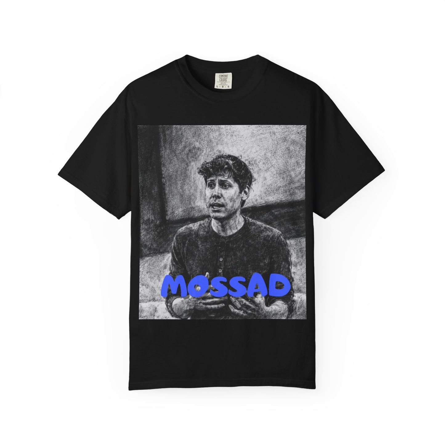 Sam Altman T-Shirt — 'Mossad' Graphic Tee with Vintage Portrait